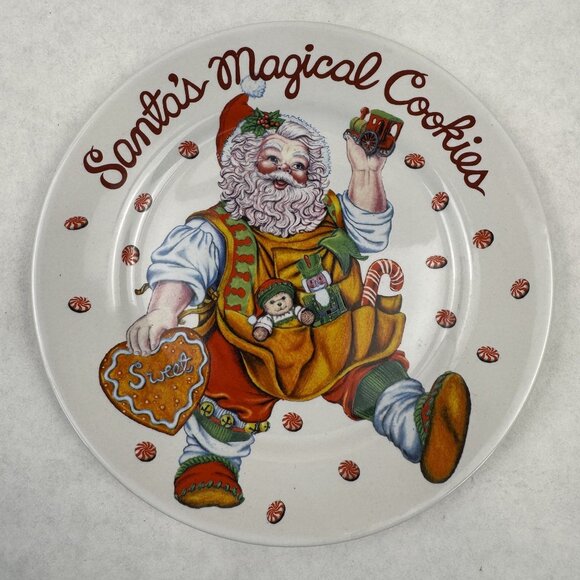 Vintage Santa's Magical Cookies Plate Mug Set By Cheryl Ann Christmas Stoneware - Picture 3 of 16